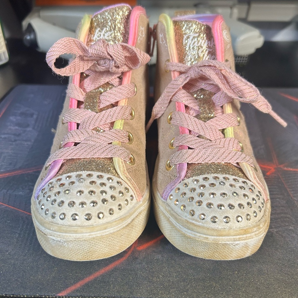Kids Skechers Glitter High-Top Sneakers